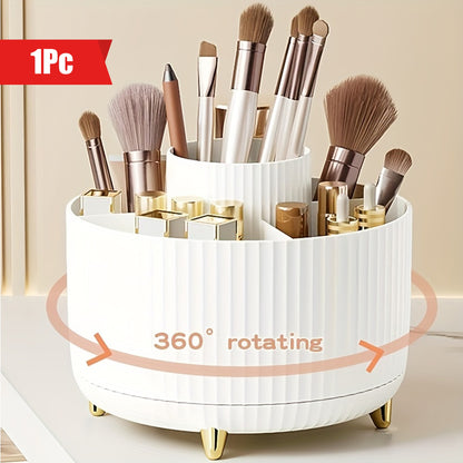 Nutshell 360 degree rotating makeup organizer in white for easy access to beauty tools