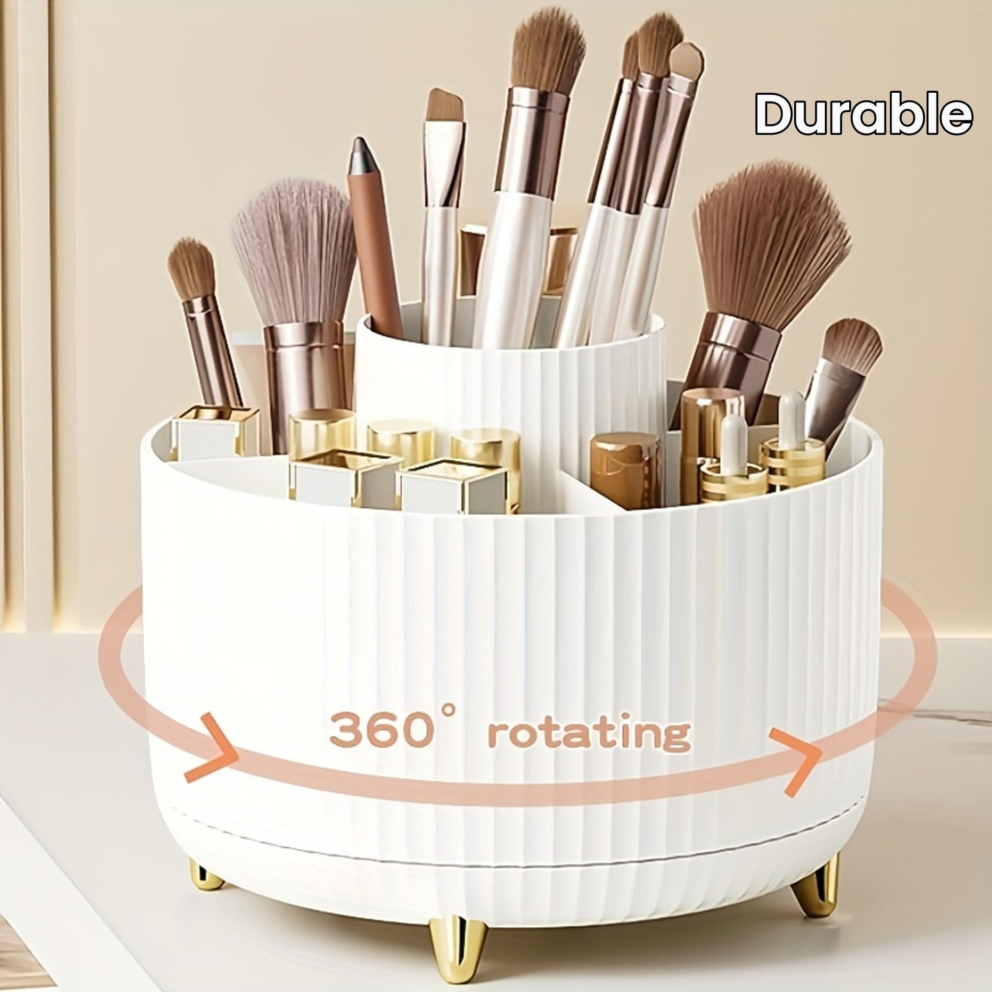 Nutshell 360 degree rotating makeup organizer featuring durable design for efficient cosmetics storage