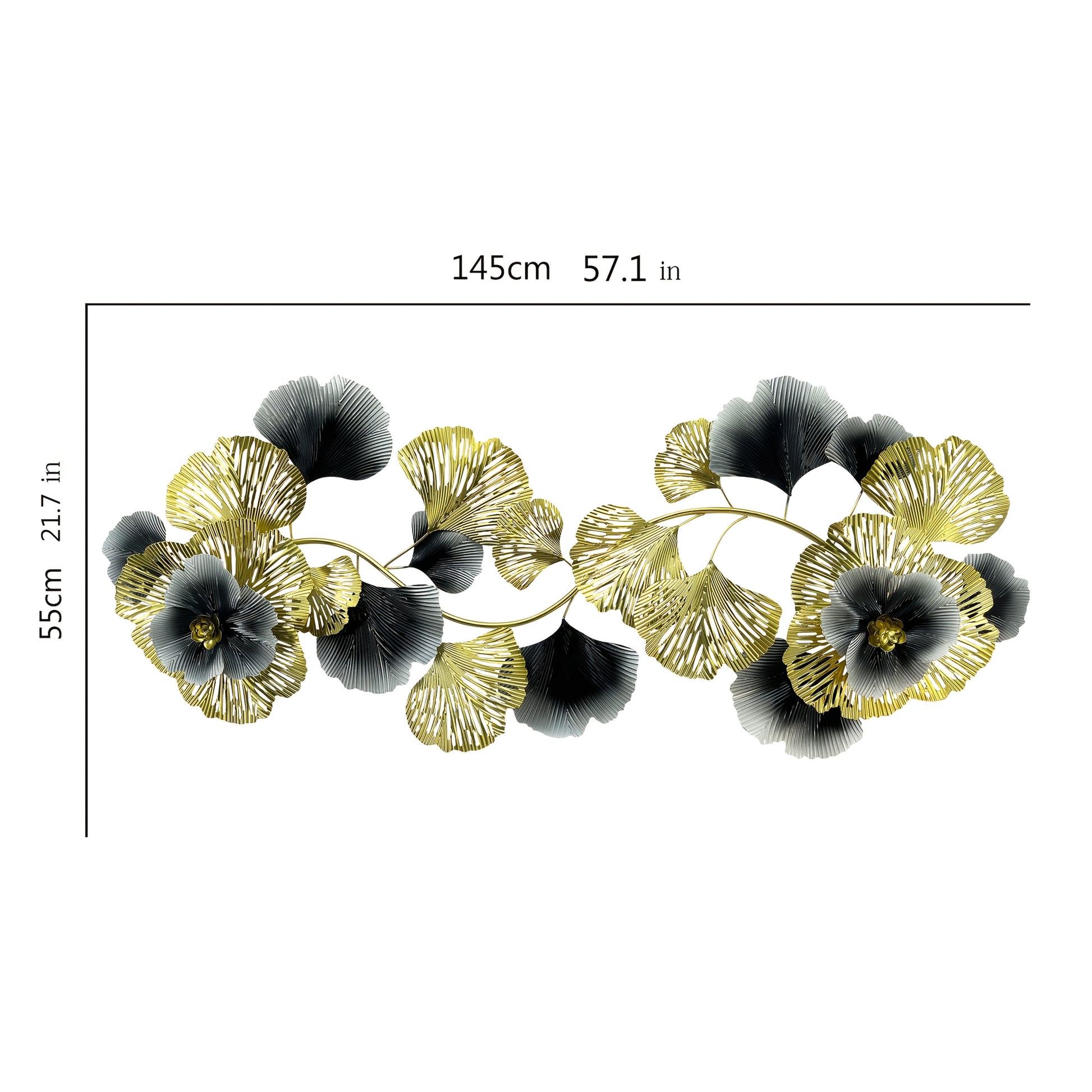 Nutshell 3D floral metal wall art featuring elegant gold and black flower designs for stylish home decor