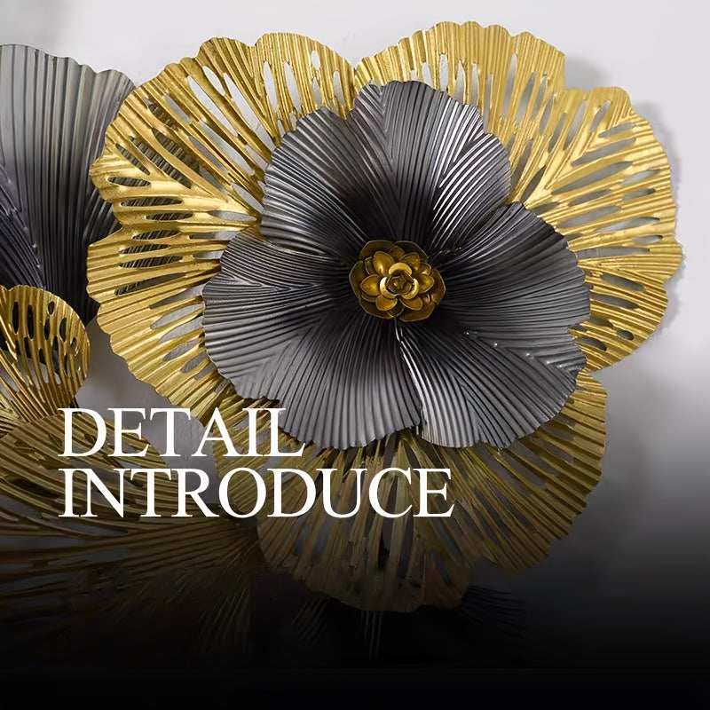 Nutshell 3D floral metal wall art featuring layered silver and gold petals for elegant home decor