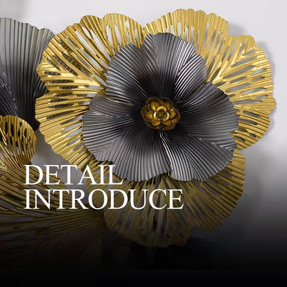 Nutshell 3D floral metal wall art featuring layered silver and gold petals for elegant home decor