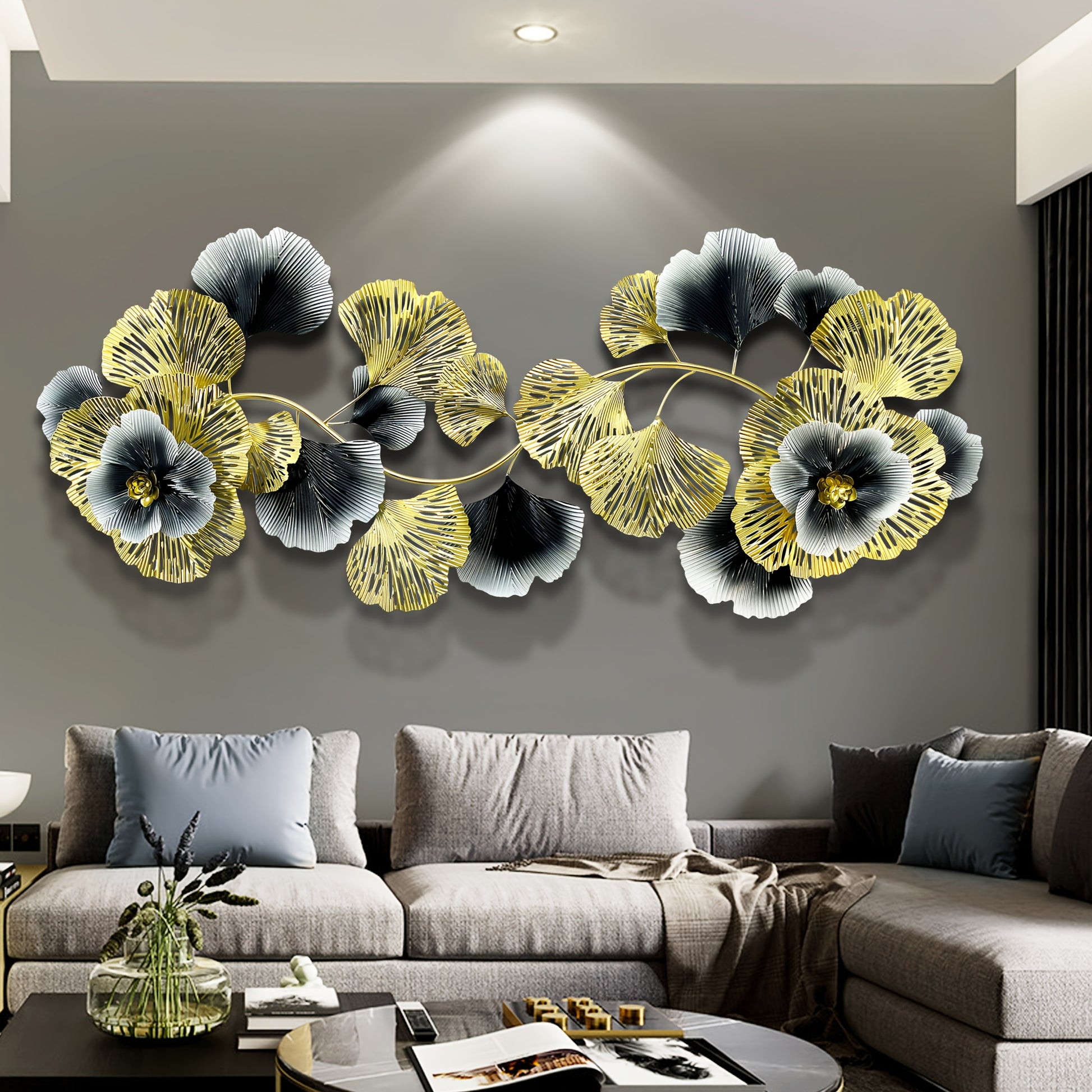 Nutshell 3D floral metal wall art with vibrant flowers adding elegance to modern living space