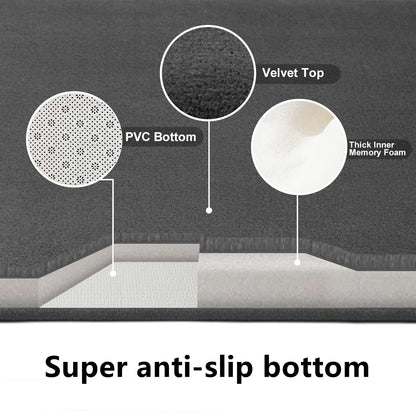 Close-up of a 3D non slip bathroom mat featuring a velvet top and super anti-slip bottom