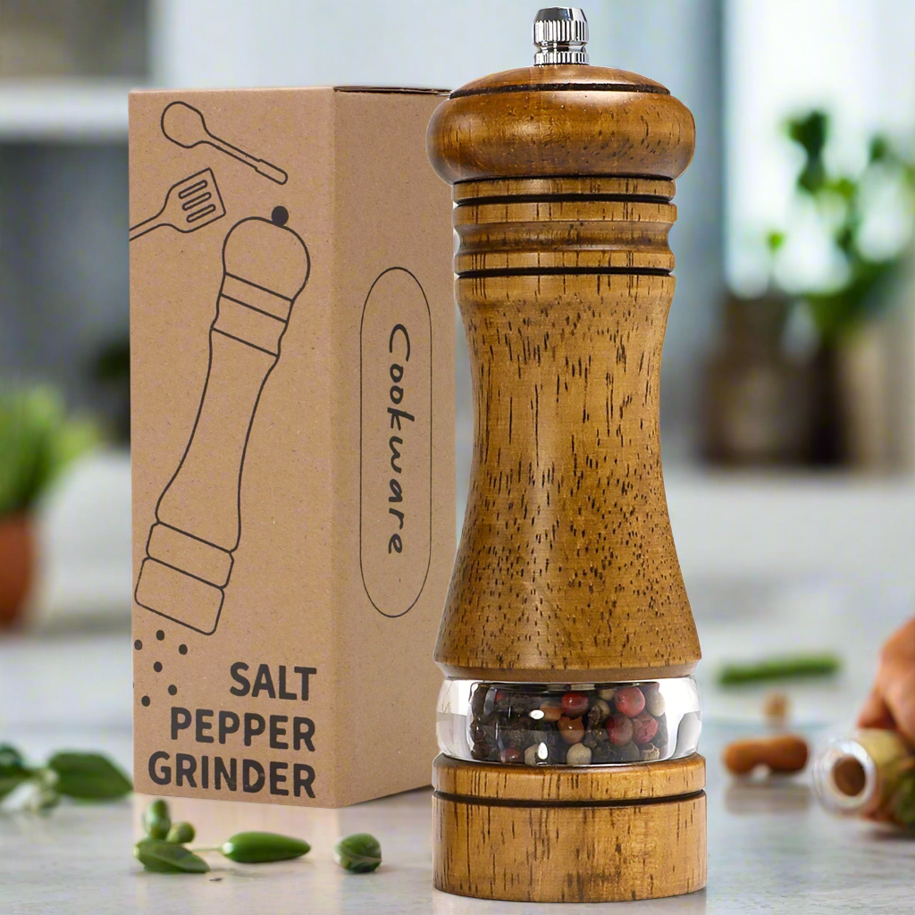 Nutshell Wooden Salt and Pepper Grinder Set - Stylish Kitchen Organizer
