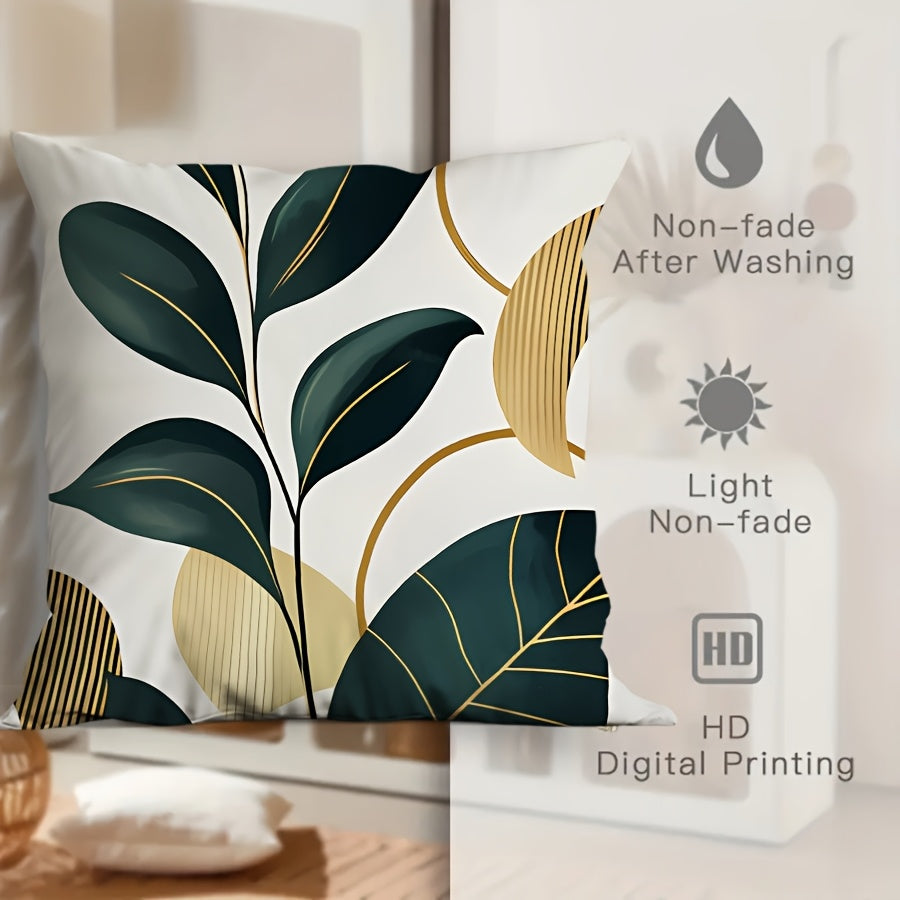 4pcs Boho chic Striped leaf pillow case with non-fade fabric and HD digital printing