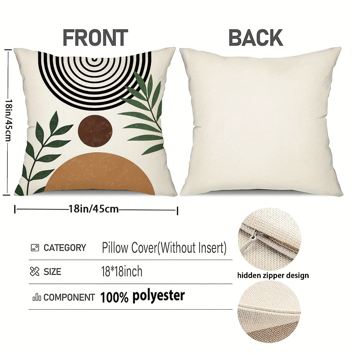4pcs Boho Decorative Throw Pillow Covers featuring abstract designs and hidden zipper, perfect for home decor.
