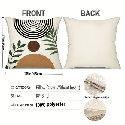 4pcs Boho Decorative Throw Pillow Covers featuring abstract designs and hidden zipper, perfect for home decor.