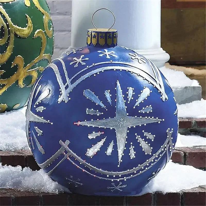 60cm Christmas Inflatable Decora Ball in vibrant blue with sparkling snowflake designs for festive décor