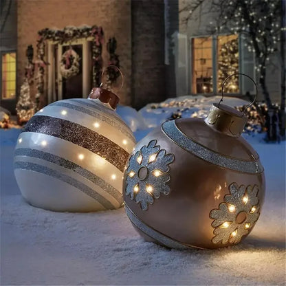 60cm Christmas Inflatable Decora Ball with Glittery Design and Warm LED Lights for Festive Outdoor Decor