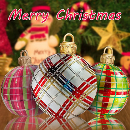 Colorful 60cm Christmas Inflatable Decora Ball with festive patterns and shiny details