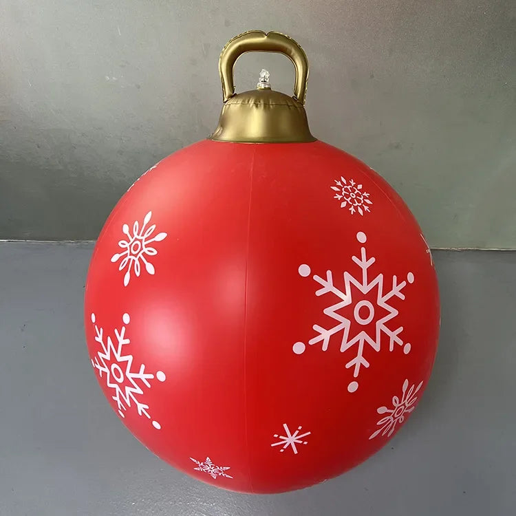 60cm Christmas Inflatable Decora Ball in red with white snowflake designs, perfect for holiday decorations