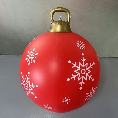 60cm Christmas Inflatable Decora Ball in red with white snowflake designs, perfect for holiday decorations
