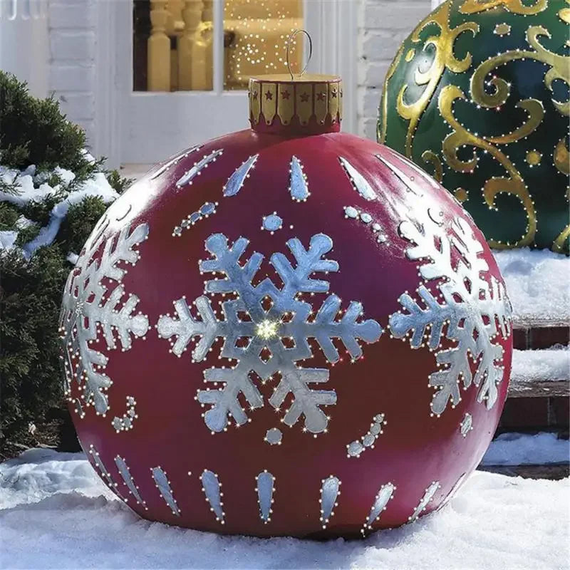 60cm Christmas Inflatable Decora Ball with Snowflake Design for Holiday Outdoor Decor