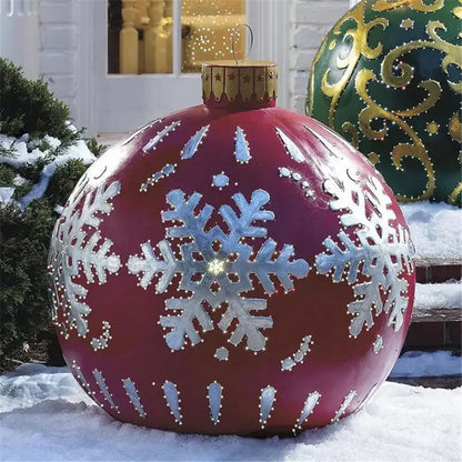 60cm Christmas Inflatable Decora Ball with Snowflake Design for Holiday Outdoor Decor