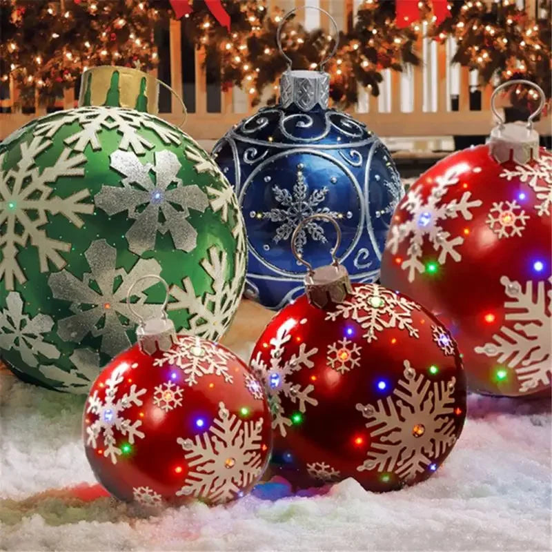60cm Christmas Inflatable Decora Ball set featuring colorful designs and festive lights for holiday decorations