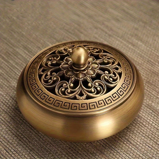 Brass Incense Burner Set with Decorative Lid