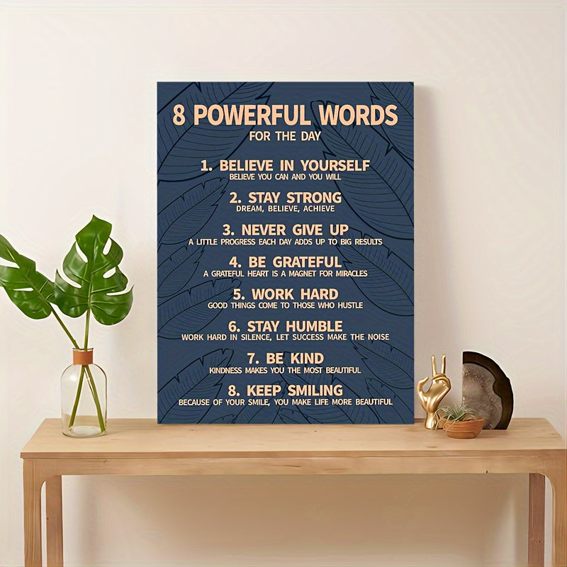 8 Powerful Words for the Day Wall Art by Nutshell with Inspirational Life Rules Decor