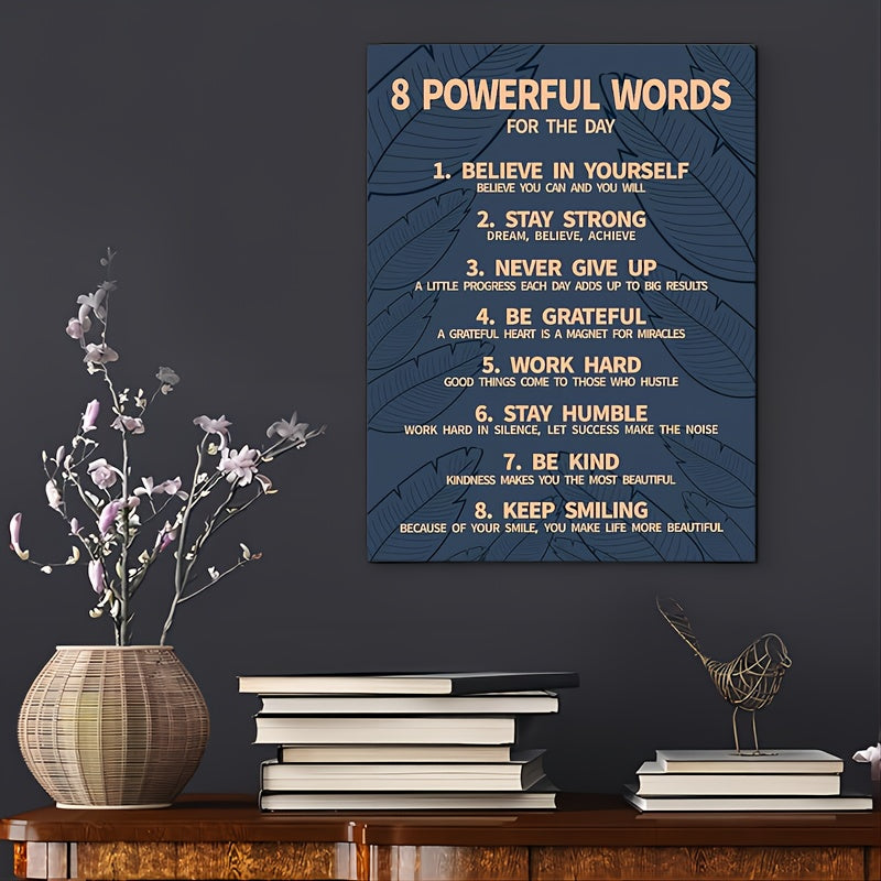 8 Powerful Words for the Day Wall Art with Inspirational Quotes for Home Decor