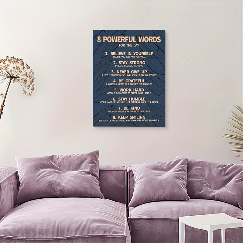 Inspirational 7 rules of life wall art for home decor, featuring motivational phrases on a canvas