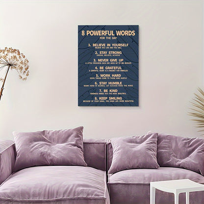 Inspirational 7 rules of life wall art for home decor, featuring motivational phrases on a canvas