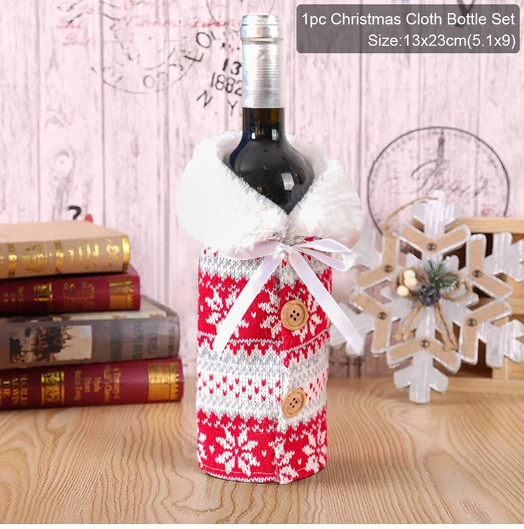 Christmas Wine Bottle Covers - Festive Holiday Decor