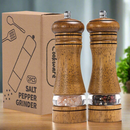 Nutshell Wooden Salt and Pepper Grinder Set - Stylish Kitchen Organizer