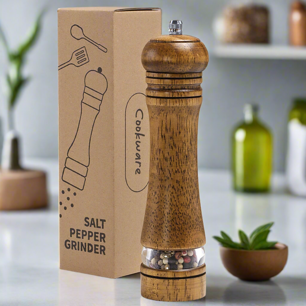 Nutshell Wooden Salt and Pepper Grinder Set - Stylish Kitchen Organizer