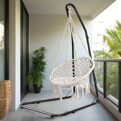Macrame hammock chair with stand, Steel Frame