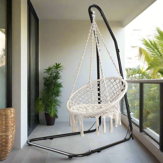 Macrame hammock chair with stand, Steel Frame