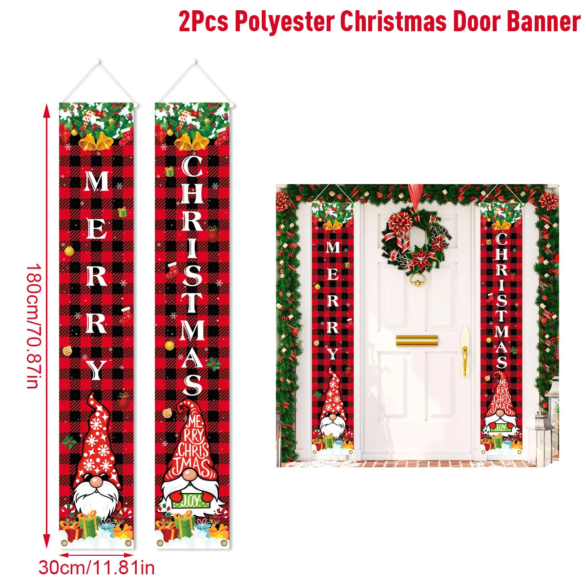 Christmas Hanging Door Banner with Gingerbread Design