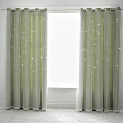 Double Layer Sheer Star Curtains - Blackout