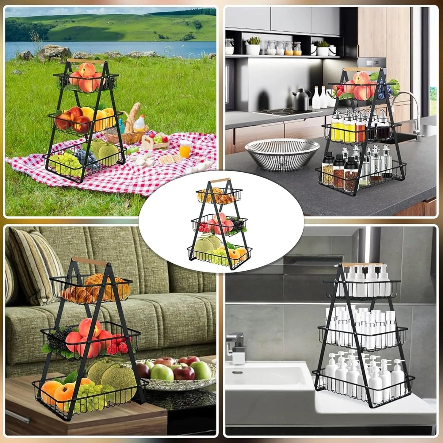 Metal Fruit Basket Organiser - Stylish Storage