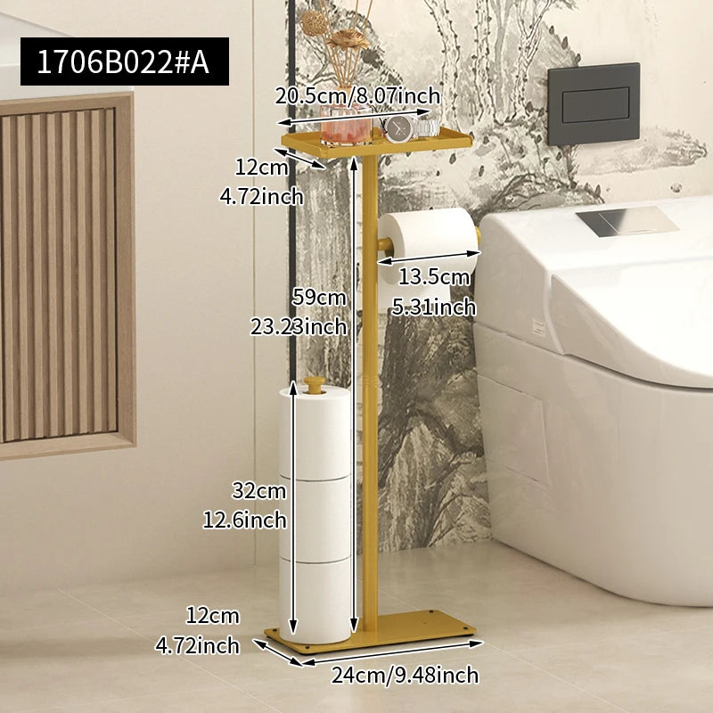 Floor Standing Toilet Roll Paper Rack with Phone Tray