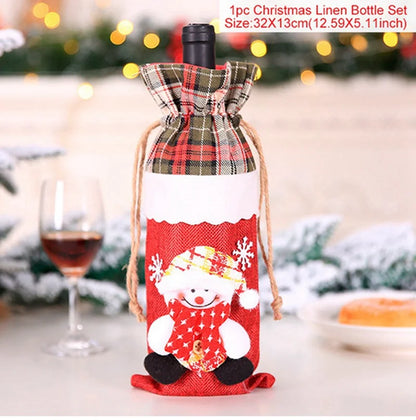Christmas Wine Bottle Covers - Festive Holiday Decor
