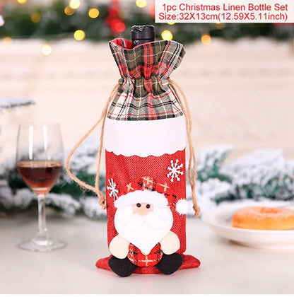 Christmas Wine Bottle Covers - Festive Holiday Decor