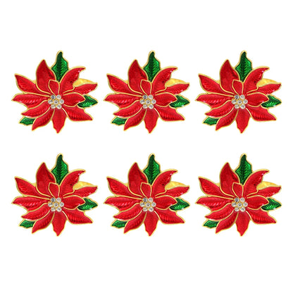 6Pcs Christmas Napkin Rings Set - Tree Snowflake Deer Nutcracker