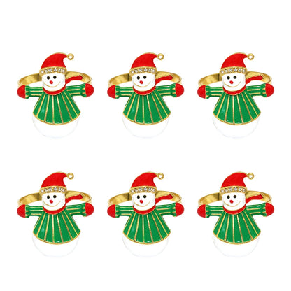 6Pcs Christmas Napkin Rings Set - Tree Snowflake Deer Nutcracker