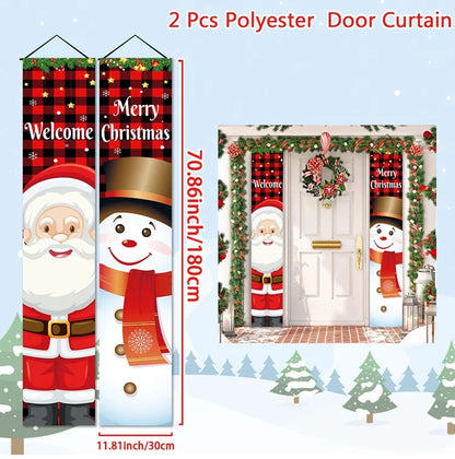 Christmas Hanging Door Banner with Gingerbread Design