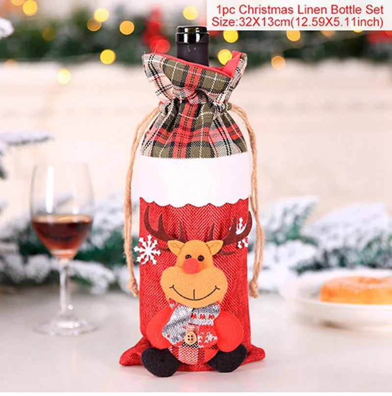 Christmas Wine Bottle Covers - Festive Holiday Decor