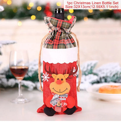 Christmas Wine Bottle Covers - Festive Holiday Decor
