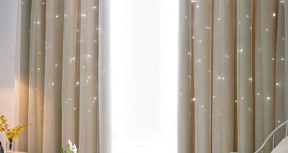 Double Layer Sheer Star Curtains - Blackout