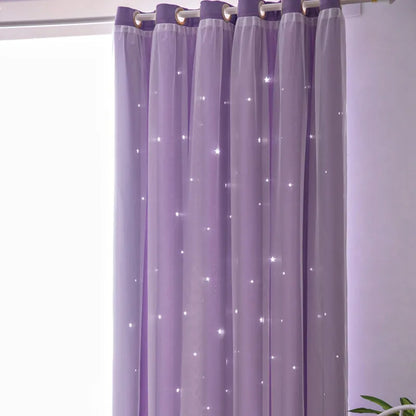Double Layer Sheer Star Curtains - Blackout