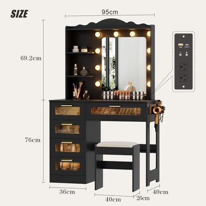 Makeup Vanity Desk With Lights And Mirror