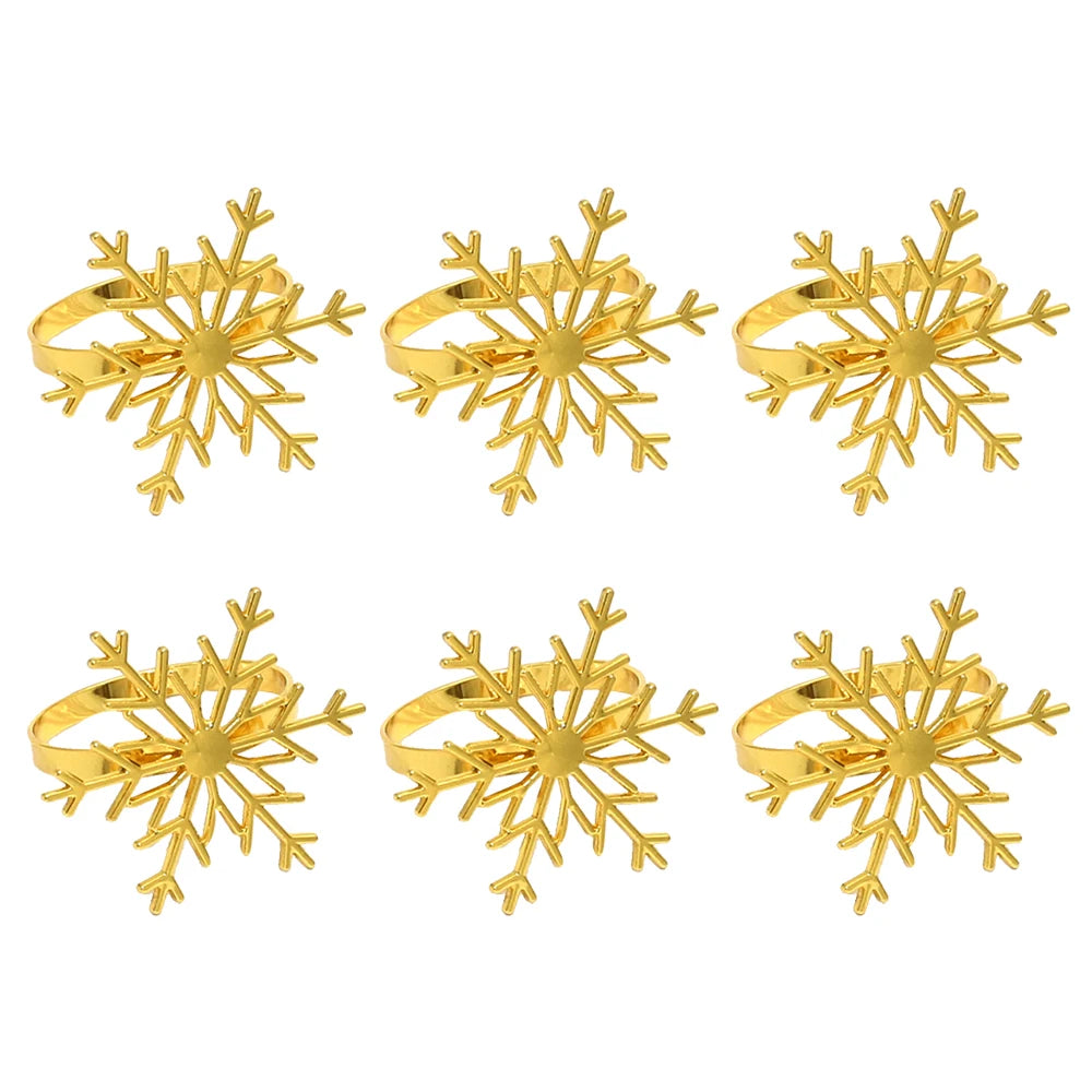 6Pcs Christmas Napkin Rings Set - Tree Snowflake Deer Nutcracker