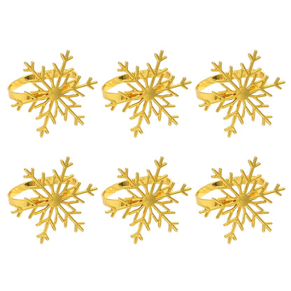 6Pcs Christmas Napkin Rings Set - Tree Snowflake Deer Nutcracker