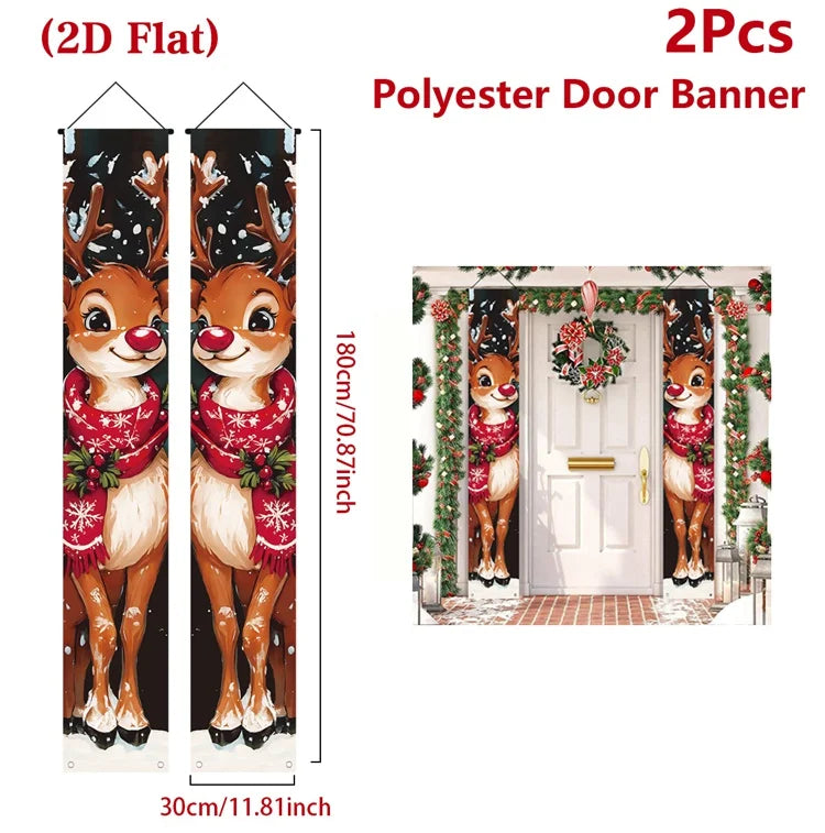 Christmas Hanging Door Banner with Gingerbread Design