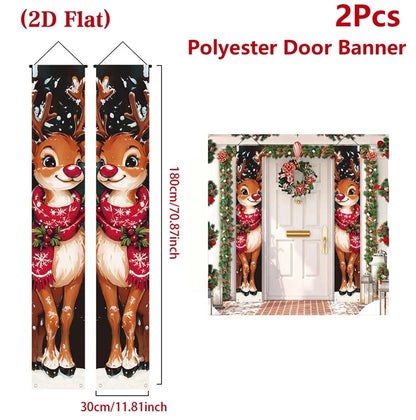 Christmas Hanging Door Banner with Gingerbread Design