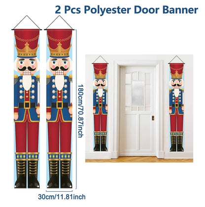 Christmas Hanging Door Banner featuring nutcracker soldiers in colorful attire for festive decoration
