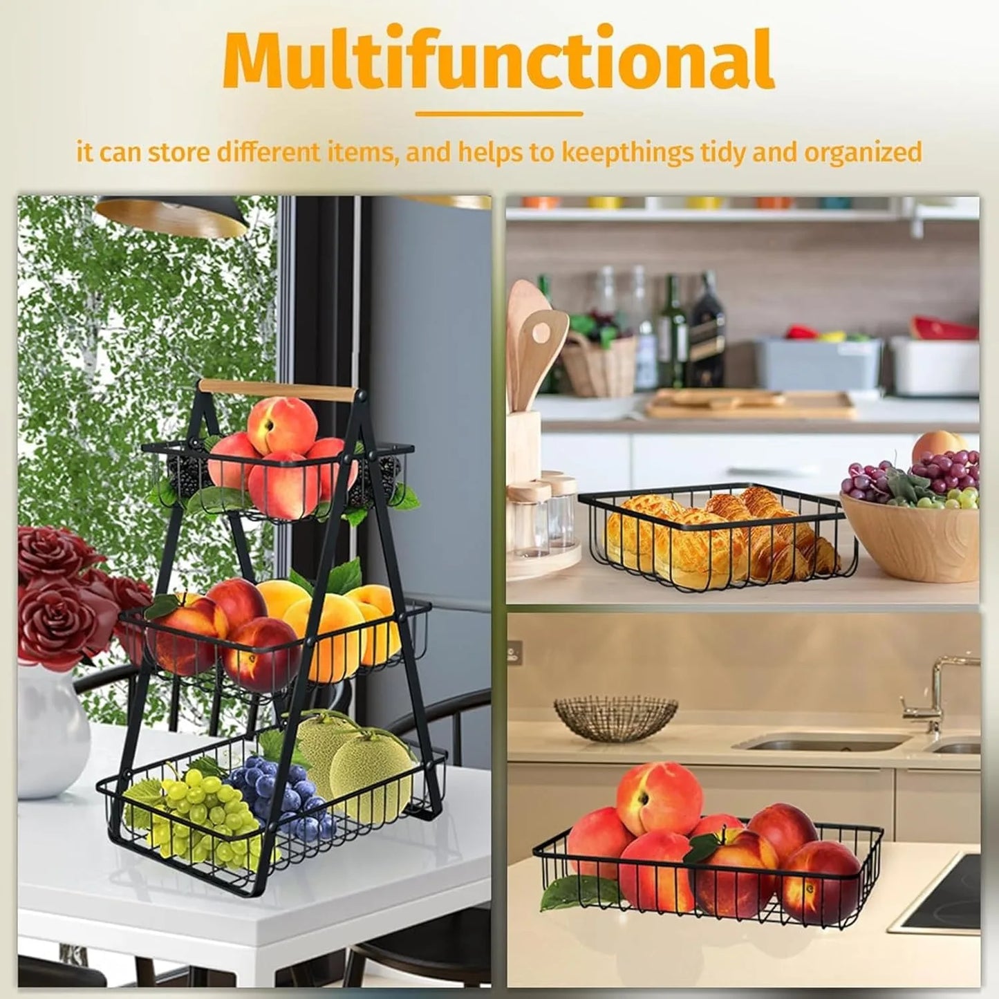 Metal Fruit Basket Organiser - Stylish Storage