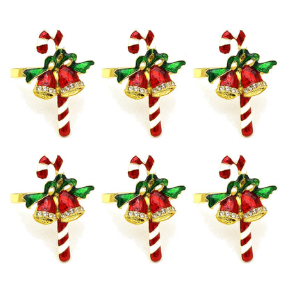 6Pcs Christmas Napkin Rings Set - Tree Snowflake Deer Nutcracker